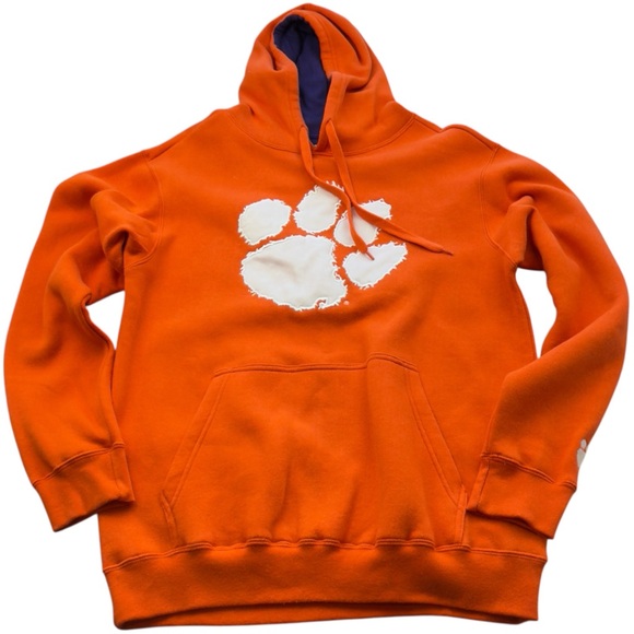 Clemson Tigers Hoodie Men S Orange Purple Logo Paw Print Sweatshirt - Picture 3 of 8